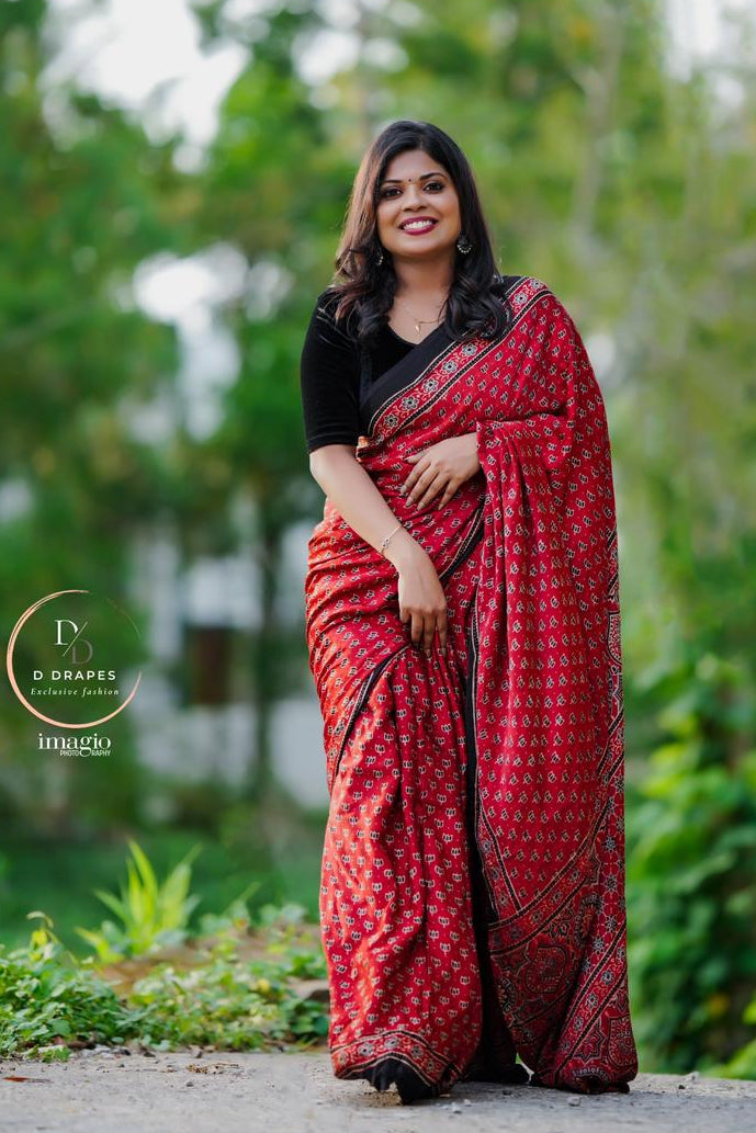 Ajrakh Modal silk sarees