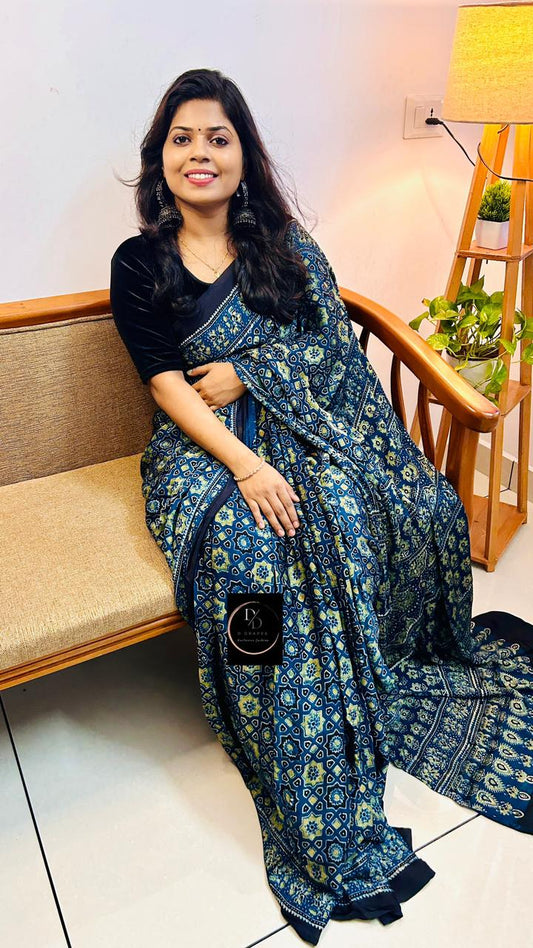 Ajrakh Modal silk saree -AJKMODSAREE25011