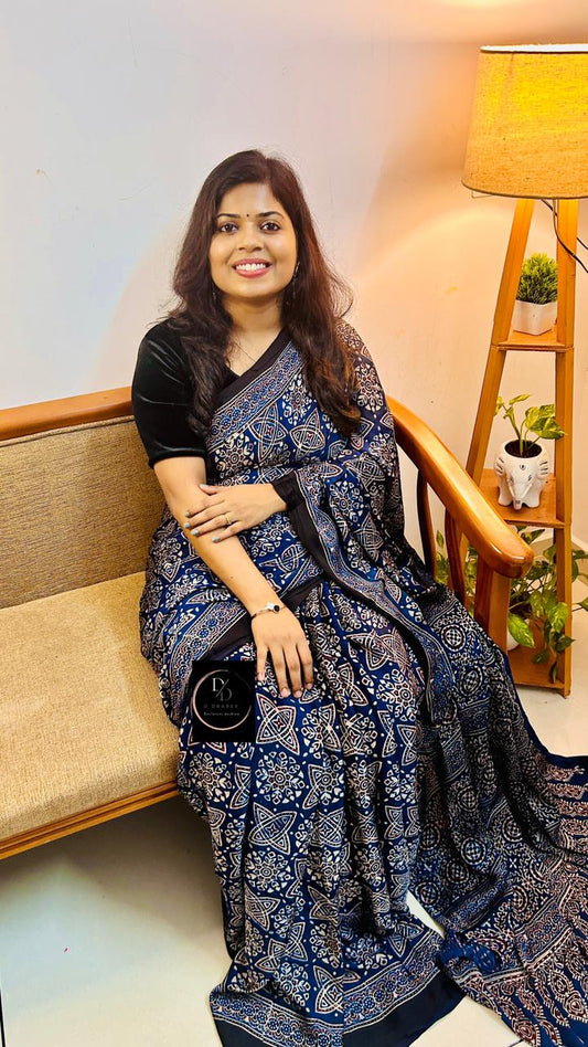 Ajrakh Modal silk saree -AJKMODSAREE25001