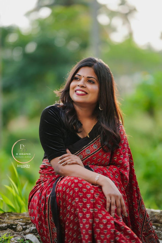 Ajrakh Modal silk saree -AJKMODSAREE25005