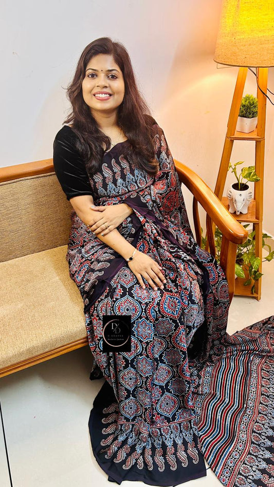 Ajrakh Modal silk saree -AJKMODSAREE25008