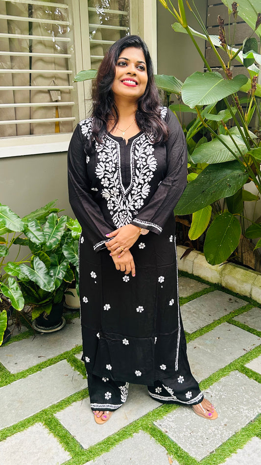 Chikankari cotton Kurti -with bottom
