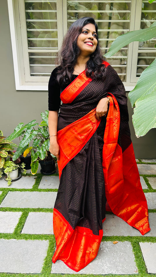 ZARI CHECKS SUNGUDI SAREE