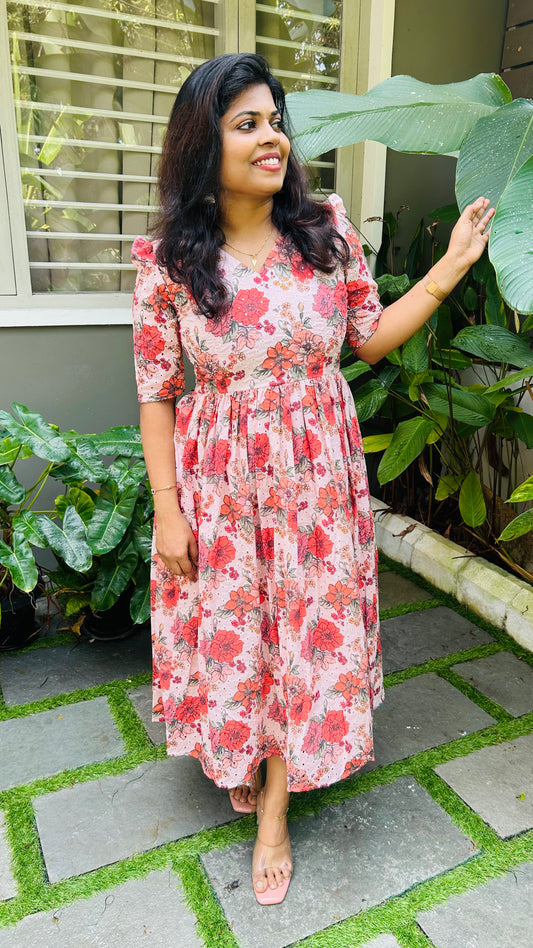 Floral print hakoba frock