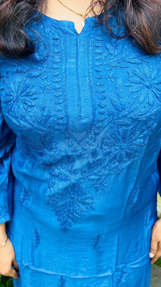 CHIKANKARI TOP AND BOTTOM MUSLIN