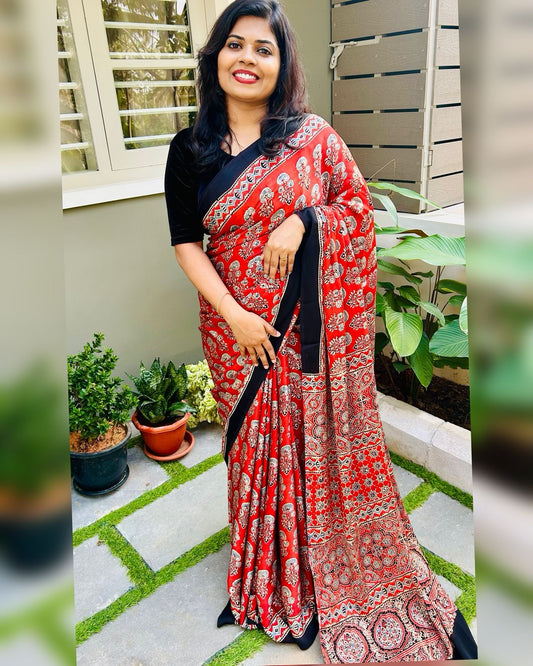 Ajrakh Modal silk saree -AJKMODSAREE25009
