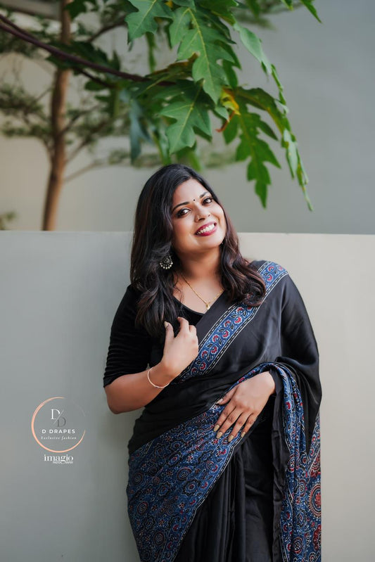 Ajrakh Modal silk saree -AJKMODSAREE25004