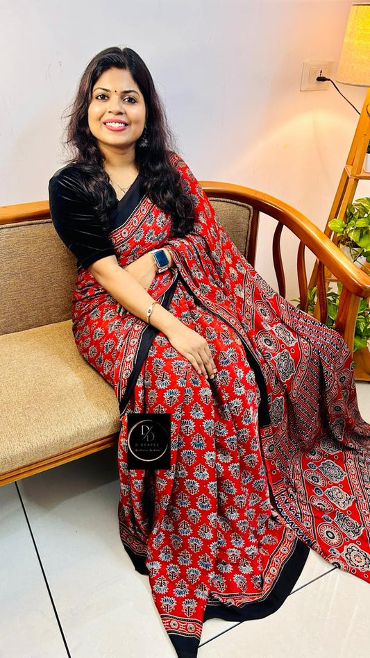 Ajrakh Modal silk saree -AJKMODSAREE25015