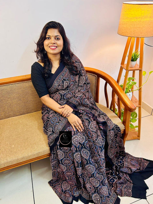 Ajrakh Modal silk saree -AJKMODSAREE25010