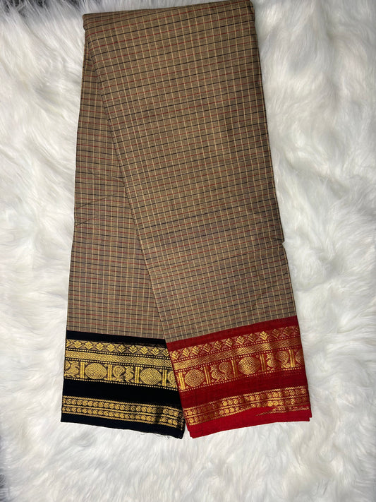 ZARI CHECKS  GANGA JAMUNA SAREE