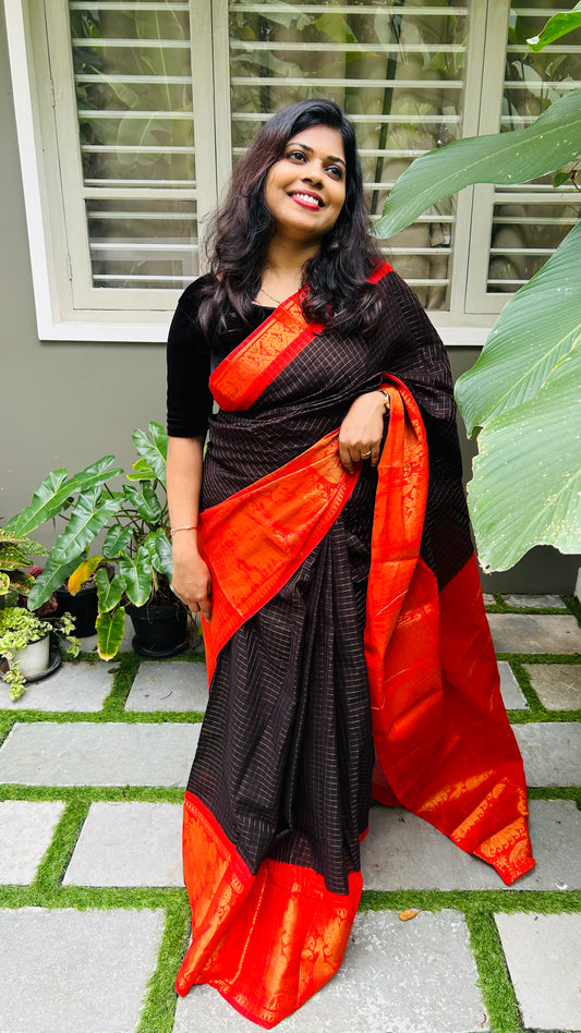 ZARI CHECKS SUNGUDI SAREE